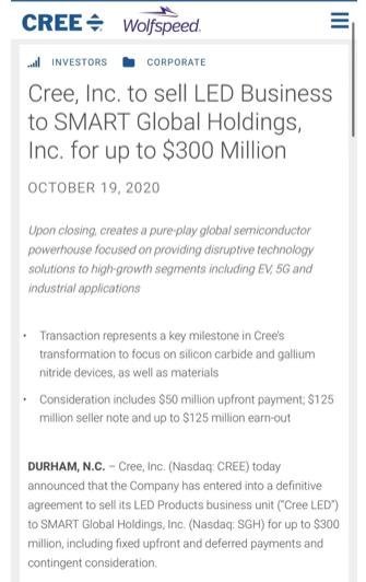 重磅！CREE科锐剥离LED业务，坚决迈向第三代半导体！