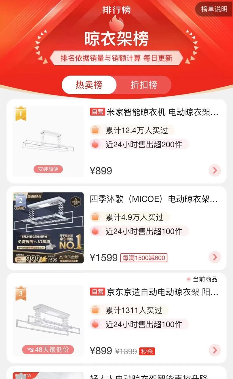 京东自有、销量前三这款UVCLED自动升降晒衣架火在哪