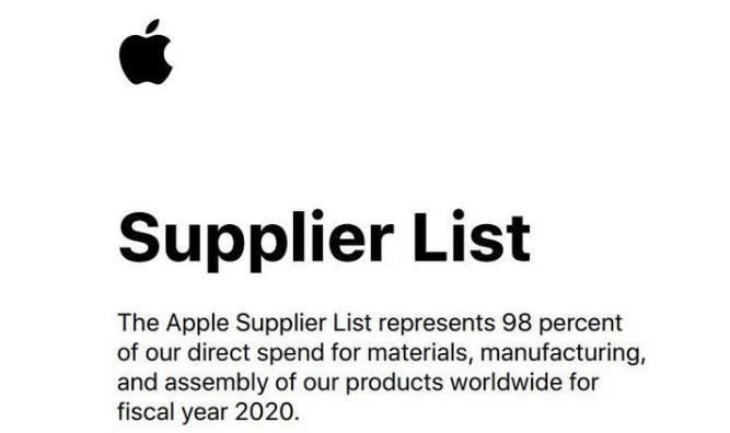 苹果公布2020年TOP200供应链名单：新增天马微等12家大陆企业