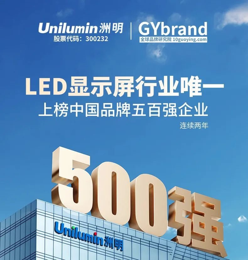 行业唯一！洲明连续两年上榜“中国最具价值品牌”500强