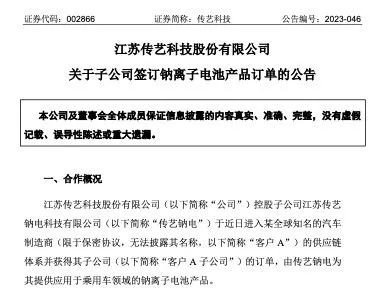国产钠电池获德国车企订单，将建24亿项目