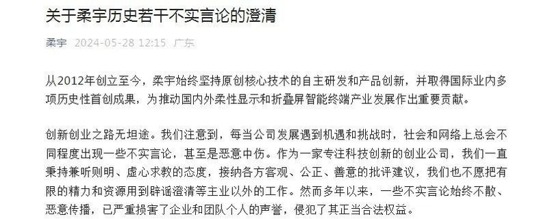 柔宇科技独董: 刘自鸿不具备经营企业的基础知识