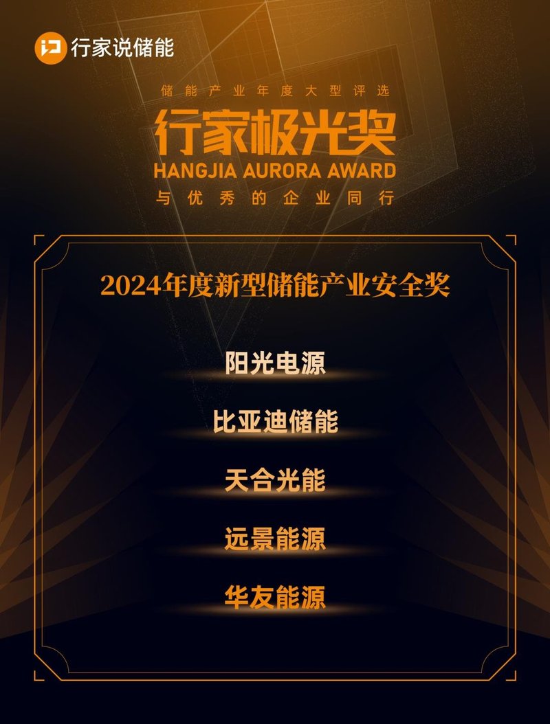 重磅！2024年储能行家极光奖10大奖项公布