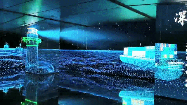 落成某全球500强企业展厅，洲明行业首发COB外弧整箱解决方案