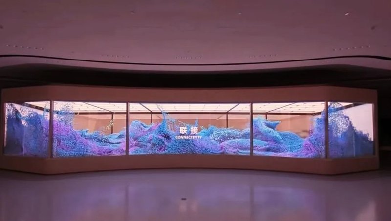 落成某全球500强企业展厅，洲明行业首发COB外弧整箱解决方案