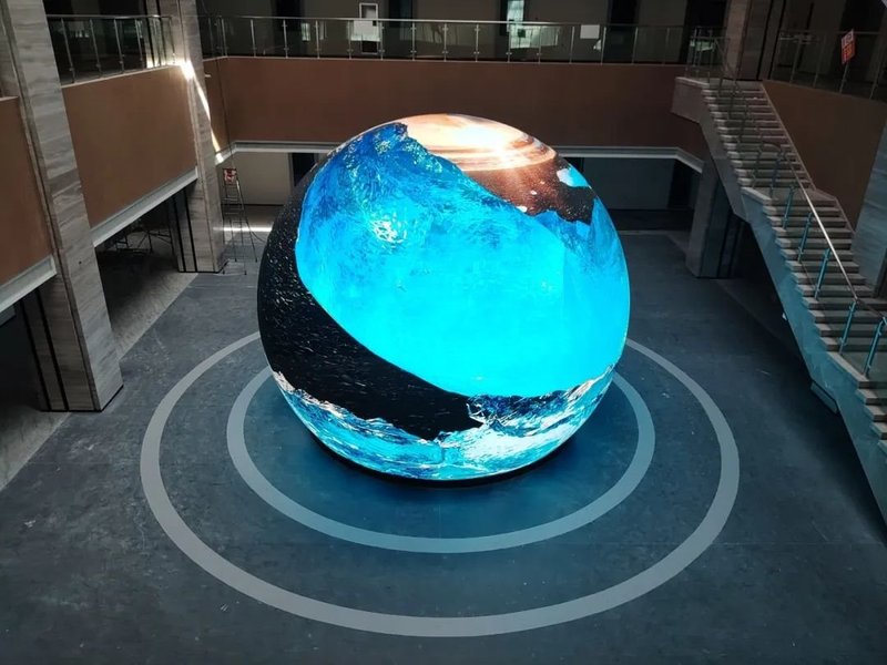 雷曼康硕展LED球形屏落地临沂莒南县科技馆 打造沉浸式科普体验空间